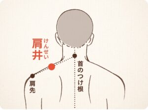 ツボ　肩井　位置　イラスト
