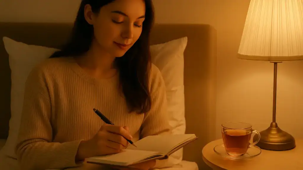 年末に自律神経を整えるために、温めや振り返りの時間をとる女性
