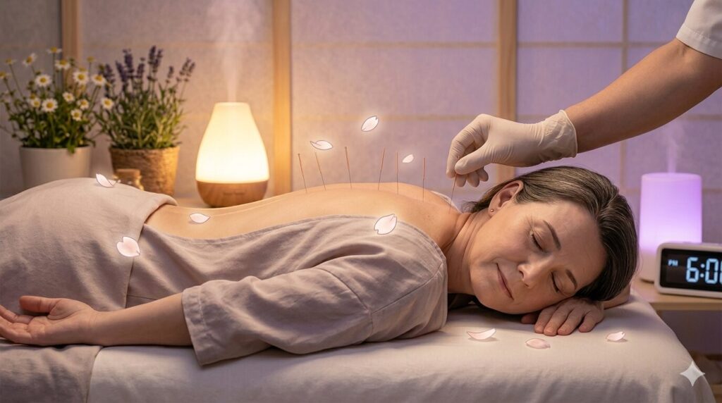 鍼灸で自律神経を整えリラックスする施術イメージ（不眠ケア）