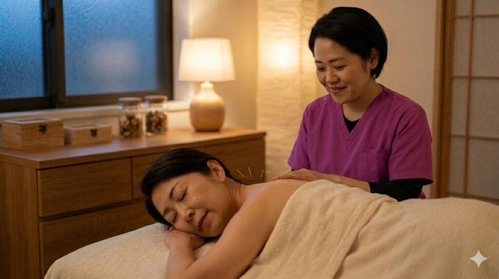 鍼灸施術で自律神経を整えるイメージ