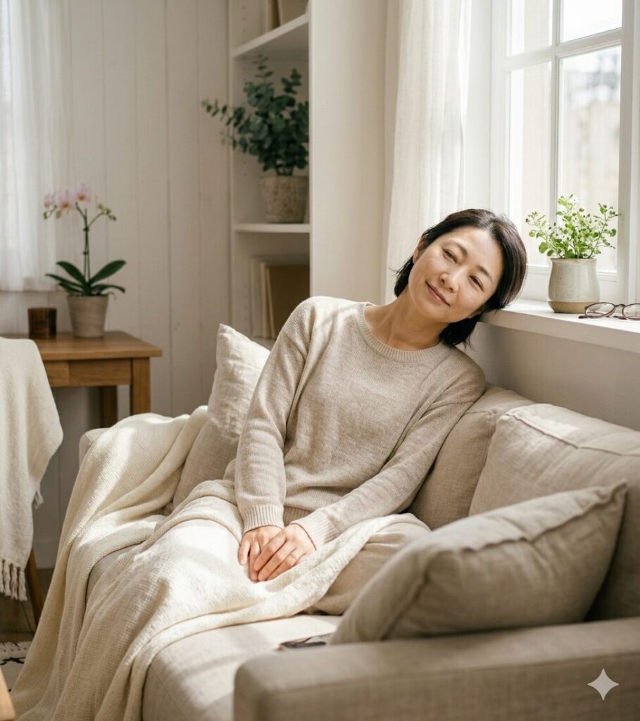 静かな夜にリラックスして過ごす穏やかな時間のイメージ