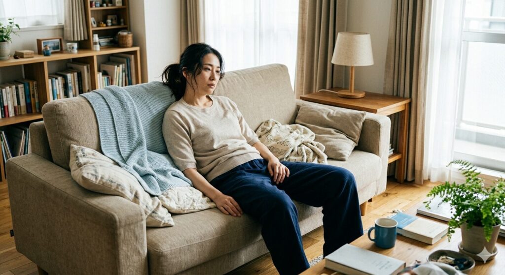 休んでも疲れが残る状態のイメージ