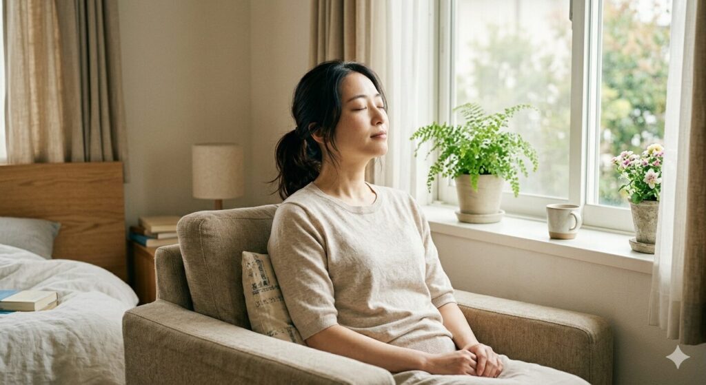 心と体のバランスを感じているリラックスした様子