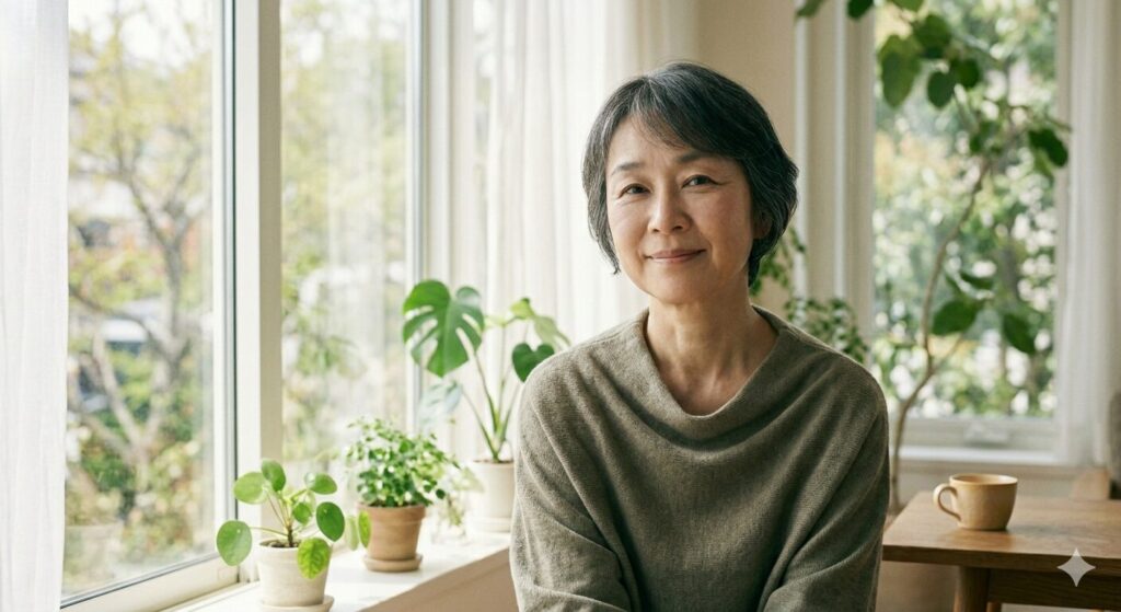 穏やかな表情の女性|自律神経が整い本来の自分に戻ったイメージ