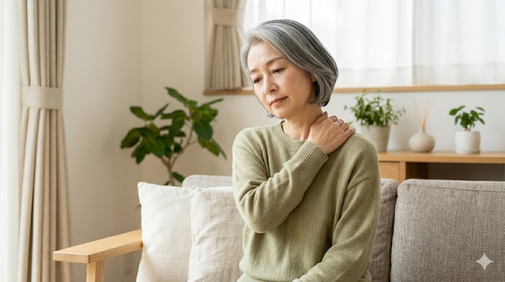 まだ動けるけれど疲れが残る女性の様子