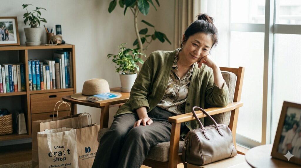 楽しい時間のあとに疲れを感じている女性の様子