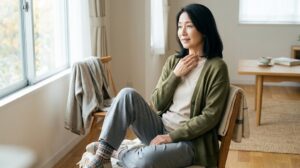更年期のほてりと手足の冷えを感じる50代女性